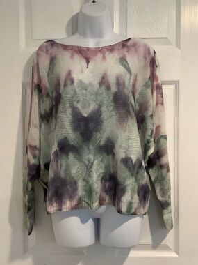 ANNA MELANI ANTHROPOLOGIE Made In Italy Watercolor Loose Knit  Fall Sweater M
